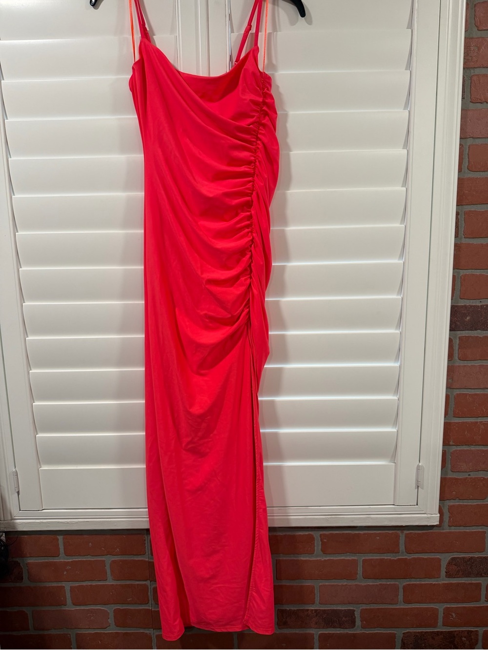Good American Vibrant Coral Slip Dress